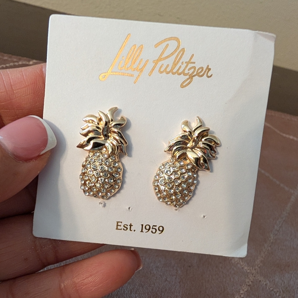 Lilly Pulitzer Seaweed Samba Bangle, Starfish & Pineapple Stud Earrings 3 pc set - Picture 11 of 12